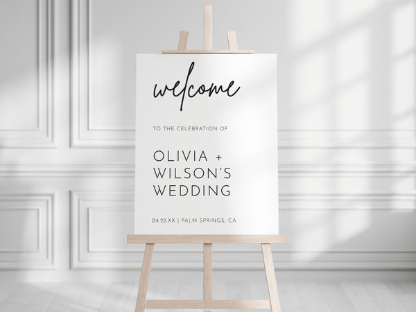 Wedding Welcome Sign - Left Align Modern